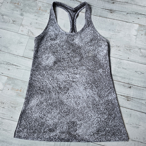 Lululemon Cool Racerback II Luon Spray Jacquard White Black - Picture 1 of 10